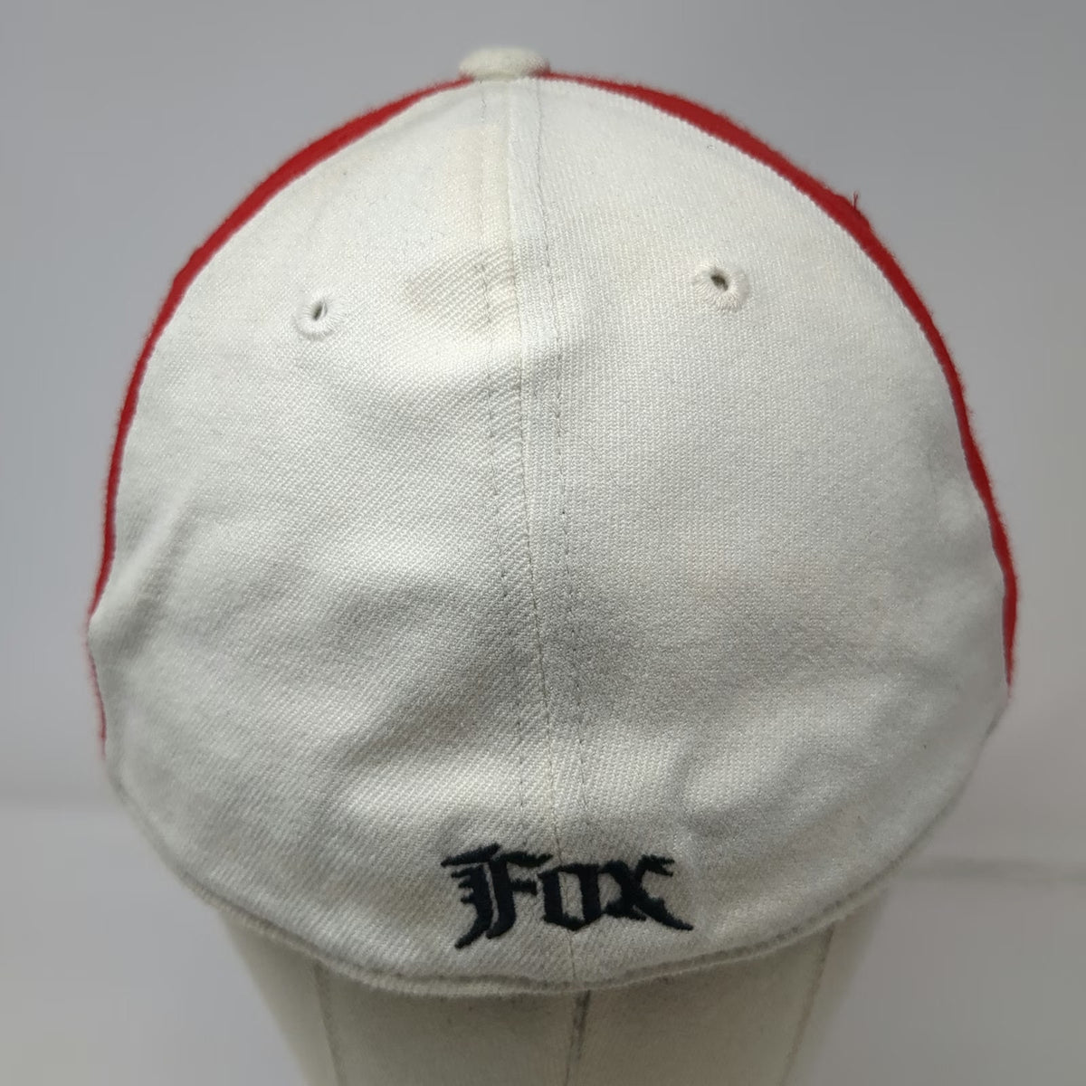 Fox Baseball Cap Black Red White 7 5/8 Flat Brim Embroidered 210 Fitted Hat