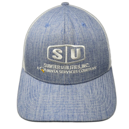 Fahrenheit Trucker Hat Blue One Size Sumter Utilities Quanta Services Heathered