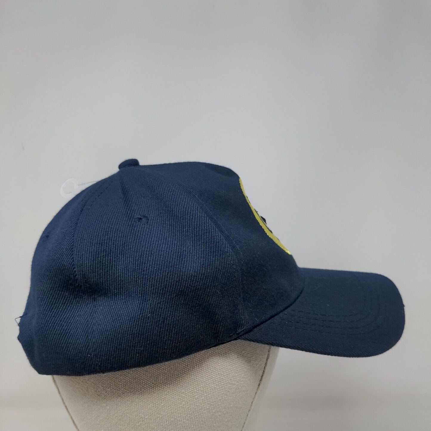 Emoji Flushed Face Snapback Hat Blue One Size Adjustable Embroidered Emoticon