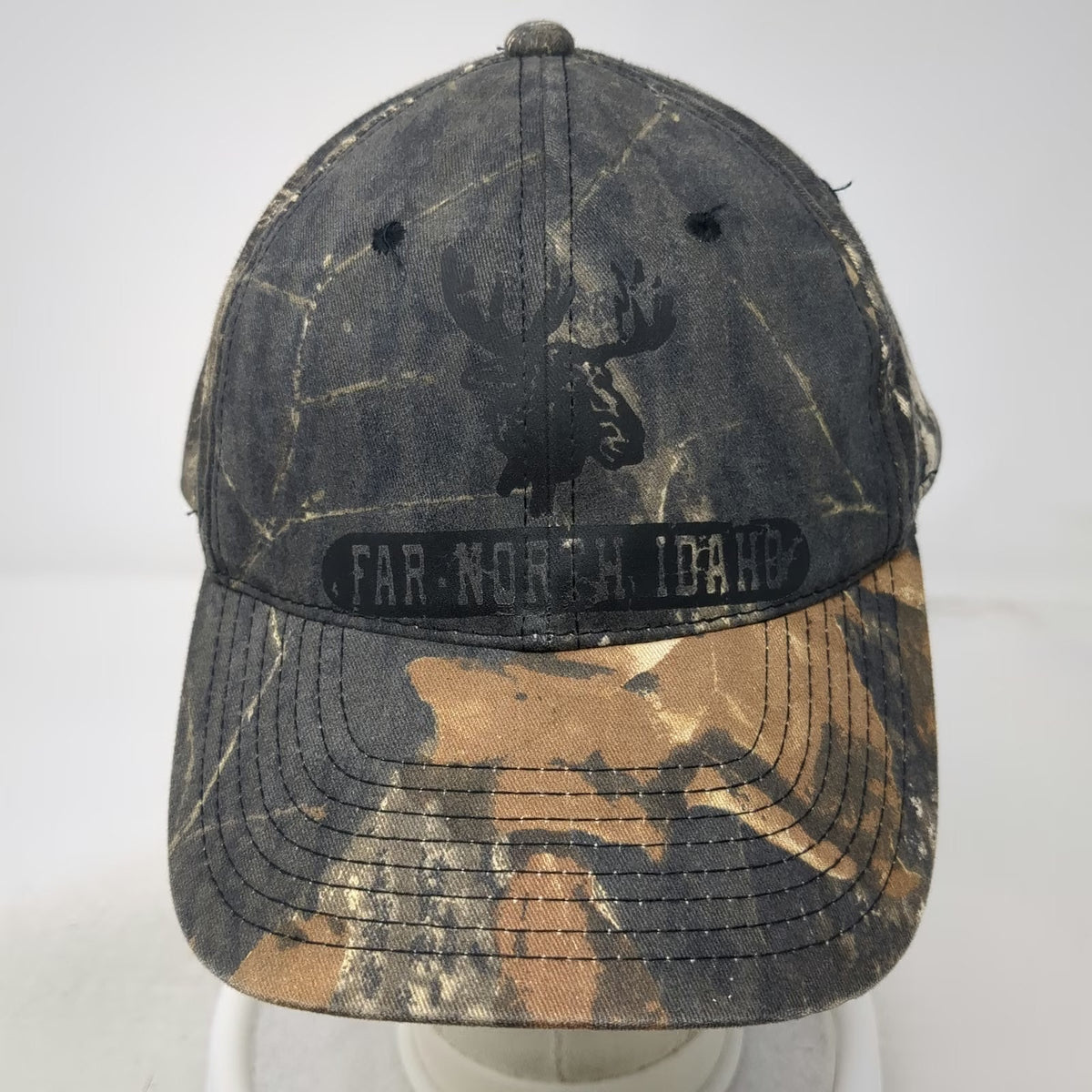 Port Authority Baseball Cap Gray One Size Moose Far North Idaho Camo Woods Hat