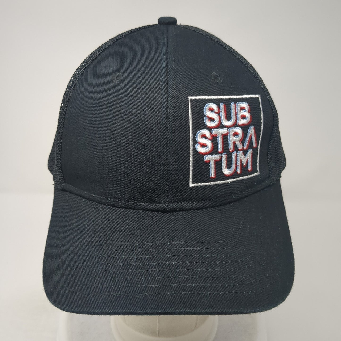 Substratum Snapback Trucker Hat Black OS Adjustable Mesh Back Port Authority