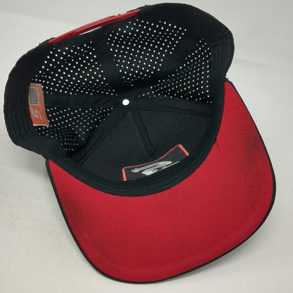 Snap-on Trucker Hat Black One Size Red Undervisor Perforated Panels Snapback