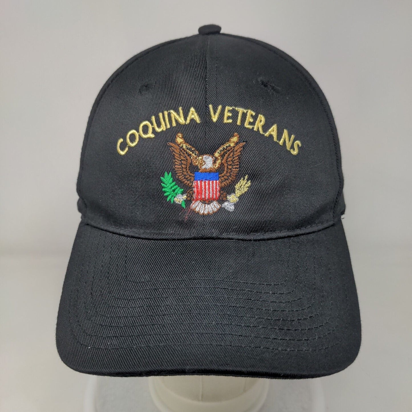 Coquina Veterans Snapback Hat Black One Size Embroidered Adjustable