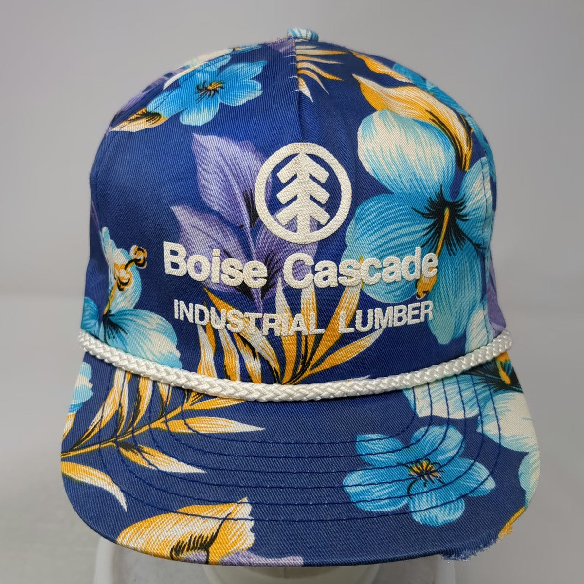 San Sun Boise Cascade Industrial Lumber 5 Panel Blue Floral One Size Hat Rope