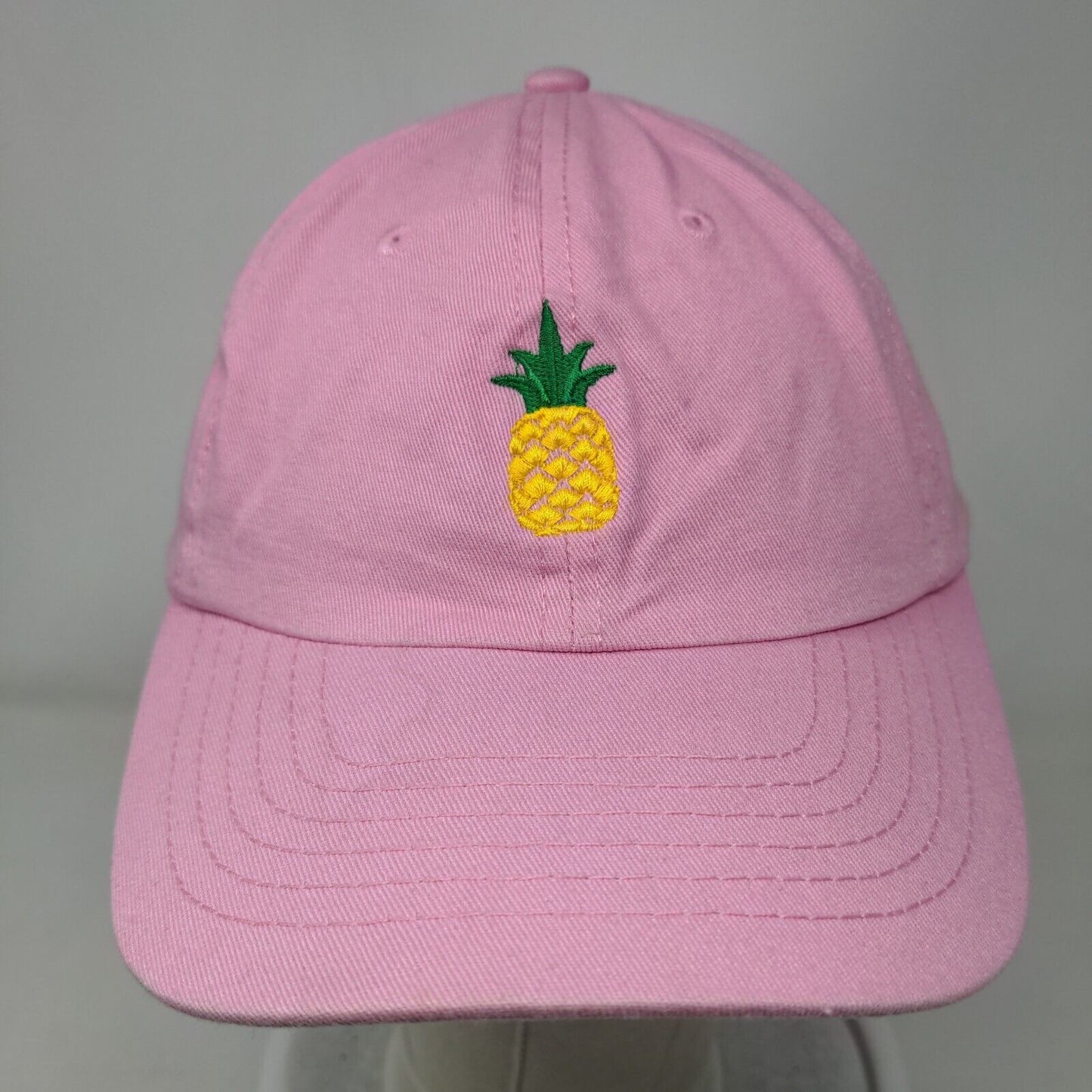 Pineapple Slideback Hat Pink One Size Embroidered Adjustable Dalix