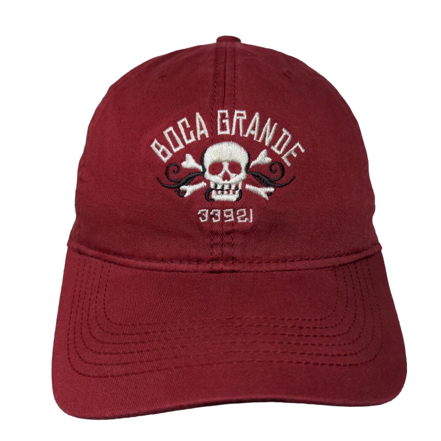 Boca Grande 33921 Fitted Hat Red S/M Embroidered Vented Holes 6 Panel Ahead