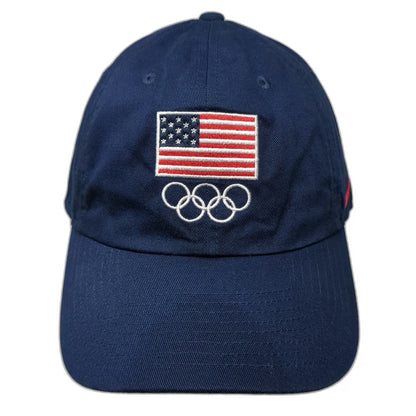 Nike Baseball Cap Blue L US Flag Olympic Rings Swoosh Adjustable Slideback Hat