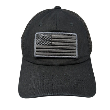 American Flag Strapback Hat Black OS Adjustable Embroidered Patriotic Pit Bull