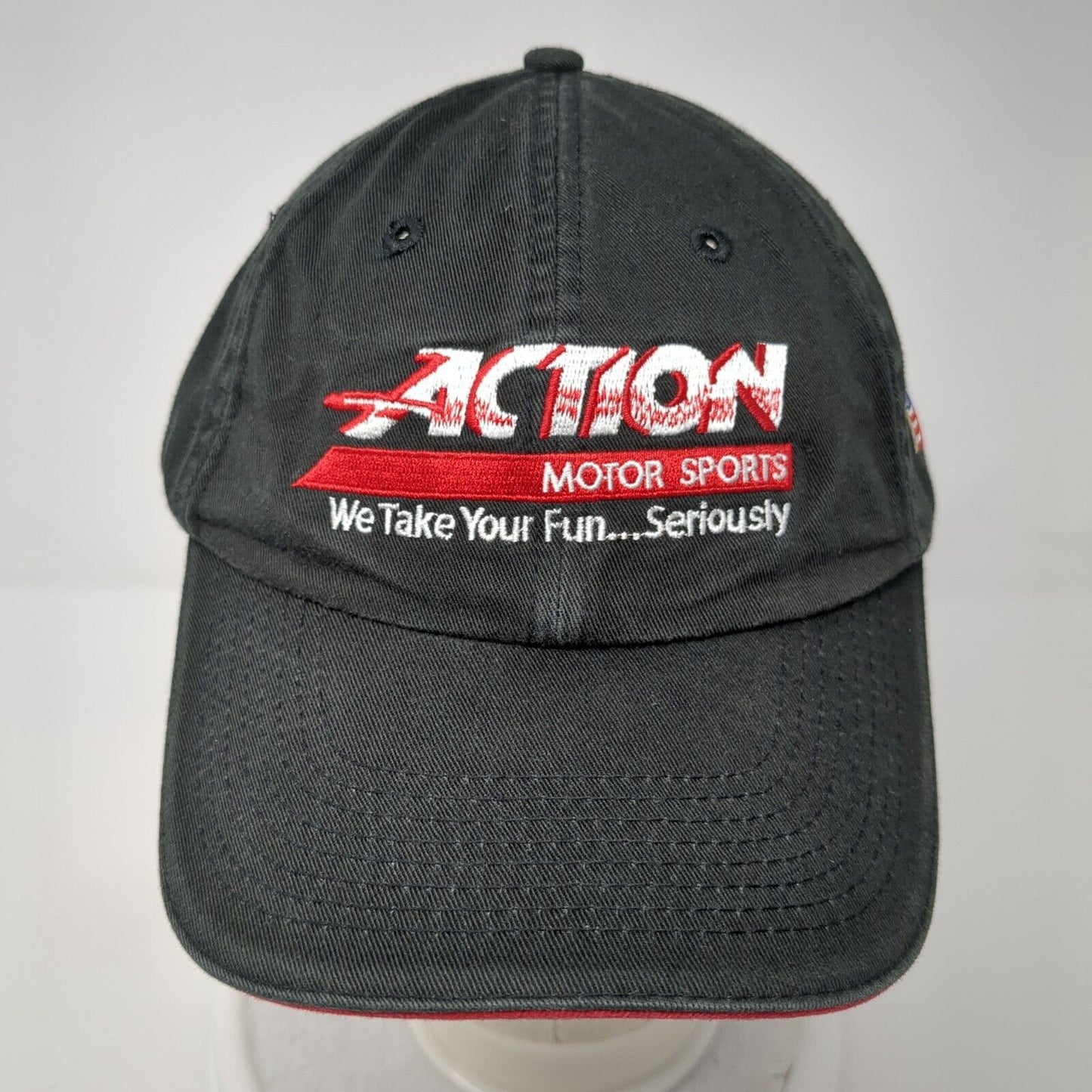 Action Motor Sports We Take Your Fun Seriously Strapback Hat Black OS Patriotic
