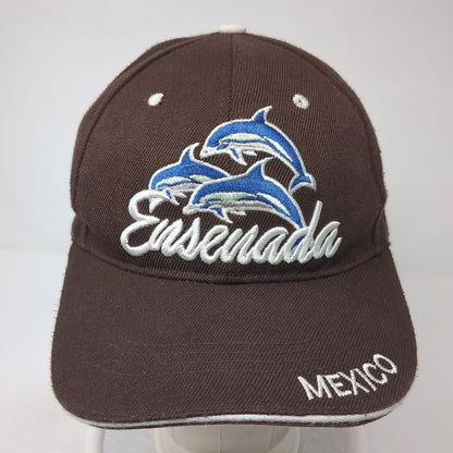 Ensenada Mexico Strapback Baseball Cap Brown One Size Adjustable Embroidered