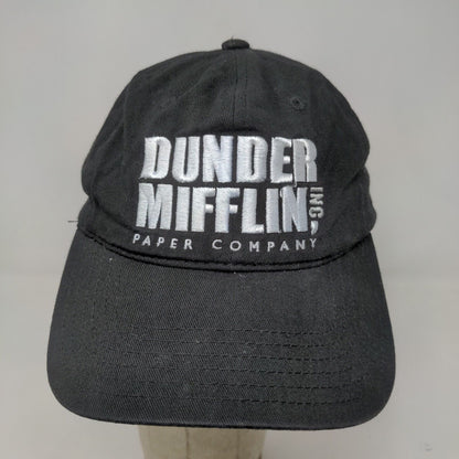 The Office Men's Strapback Hat Black Embroidered Dunder Mifflin Logo Official