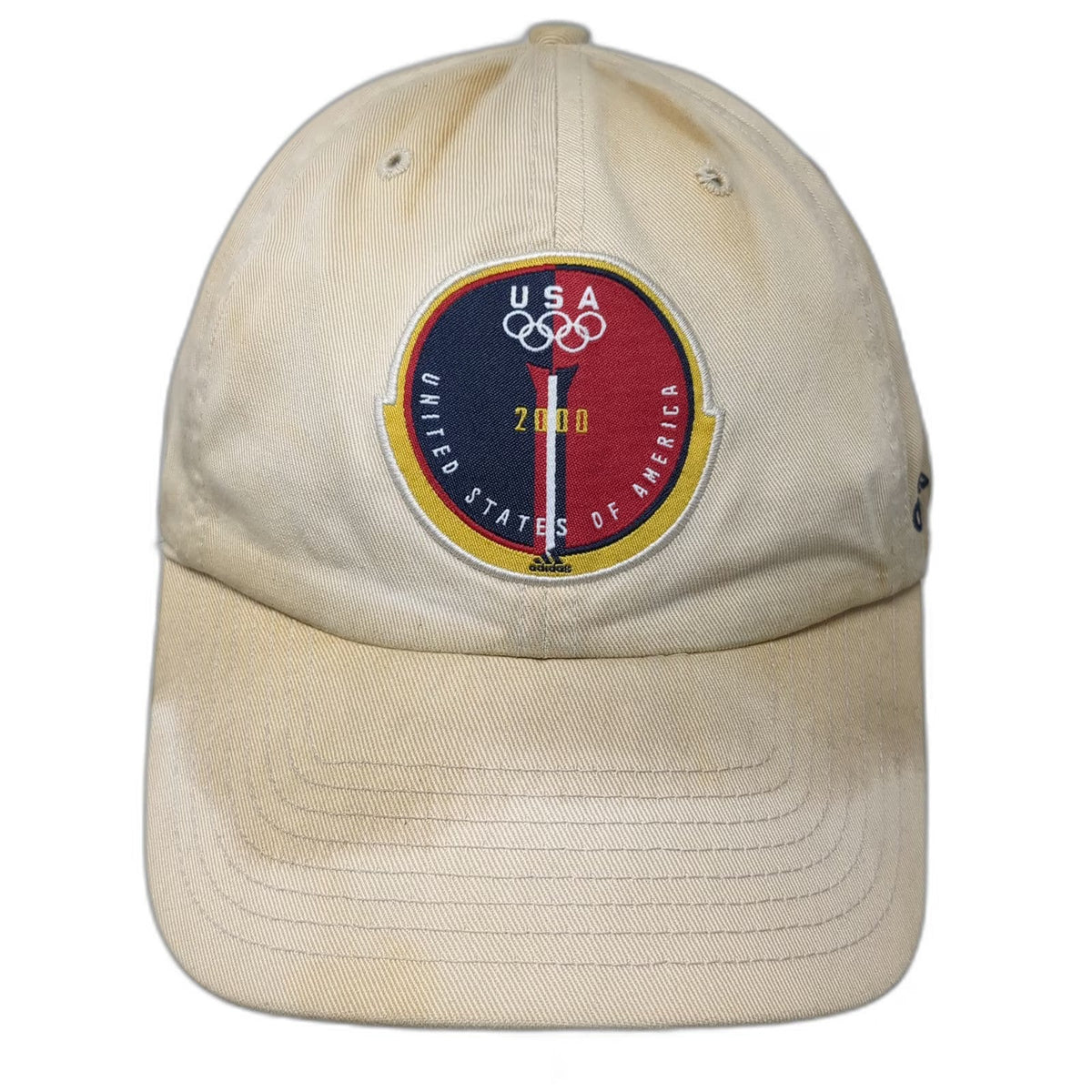 adidas Baseball Cap Beige 2000 USA Olympic Team Sydney Strapback Hat Vintage