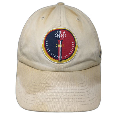 adidas Baseball Cap Beige 2000 USA Olympic Team Sydney Strapback Hat Vintage