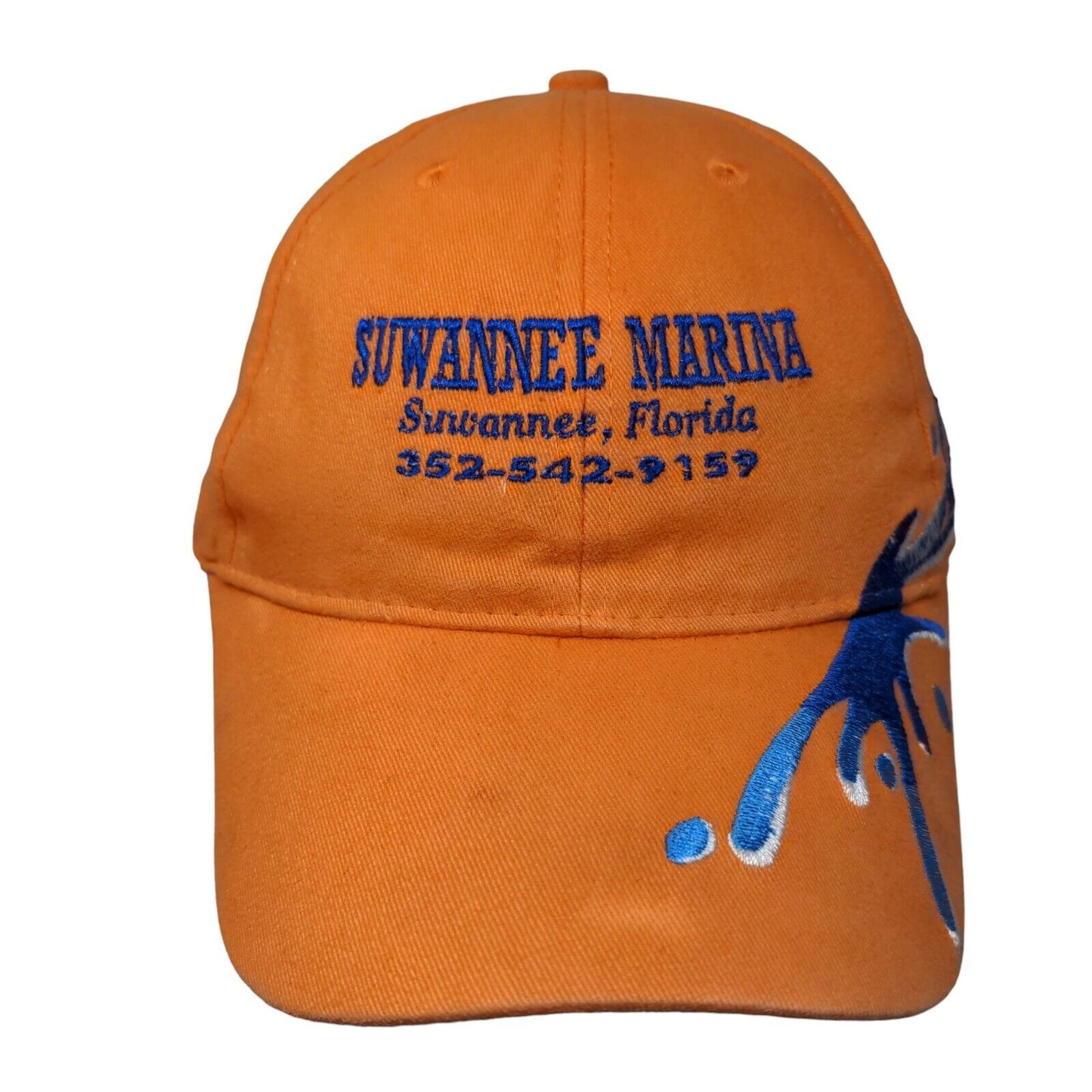 Suwannee Marina Florida Strapback Hat Orange OS Adjustable Embroidered Otto