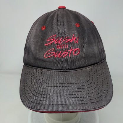 Sushi With Gusto Strapback Hat Black OSFM Embroidered Outdoor Cap