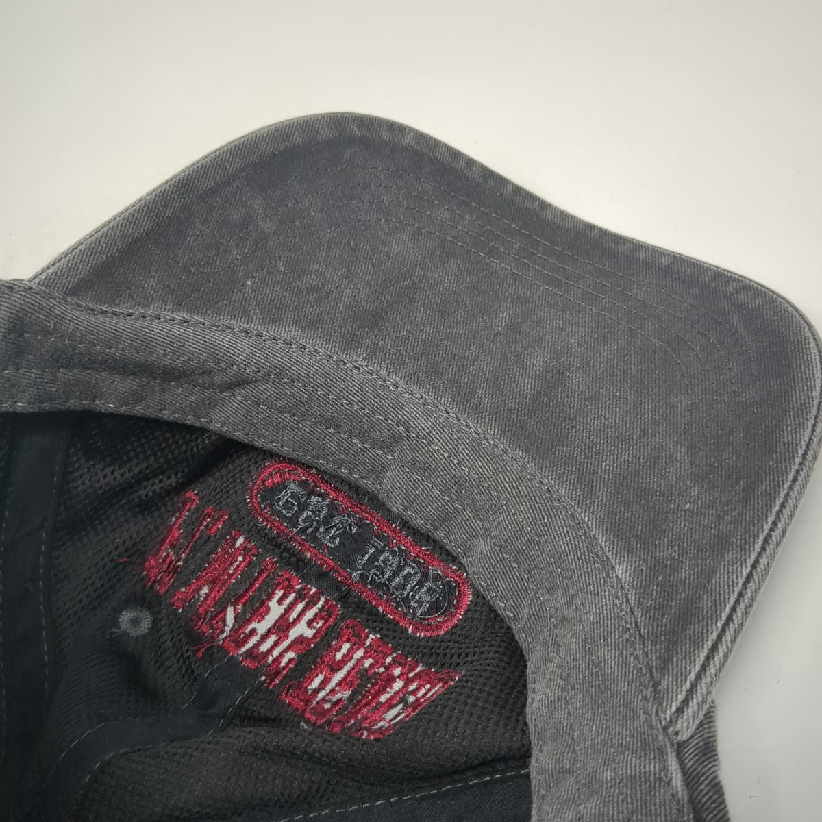 DK CAPS Gray Red Baseball Cap One Size Ft Myers Beach Florida Washed Slideback
