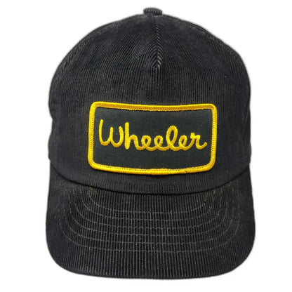 Wheeler Patch Snapback Hat Black One Size Corduroy Script Logo 5 Panel Cap