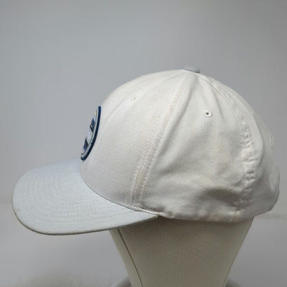 TravisMathew Snapback Hat White One Size Flexfit 110 Gray Brim Logo Patch