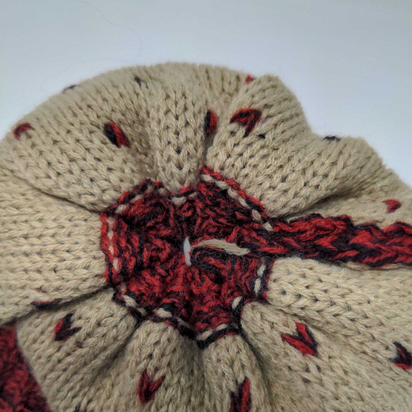 Charter Club Women's Knit Beanie Hat Cap 100% Acrylic Fair Isle Red OS