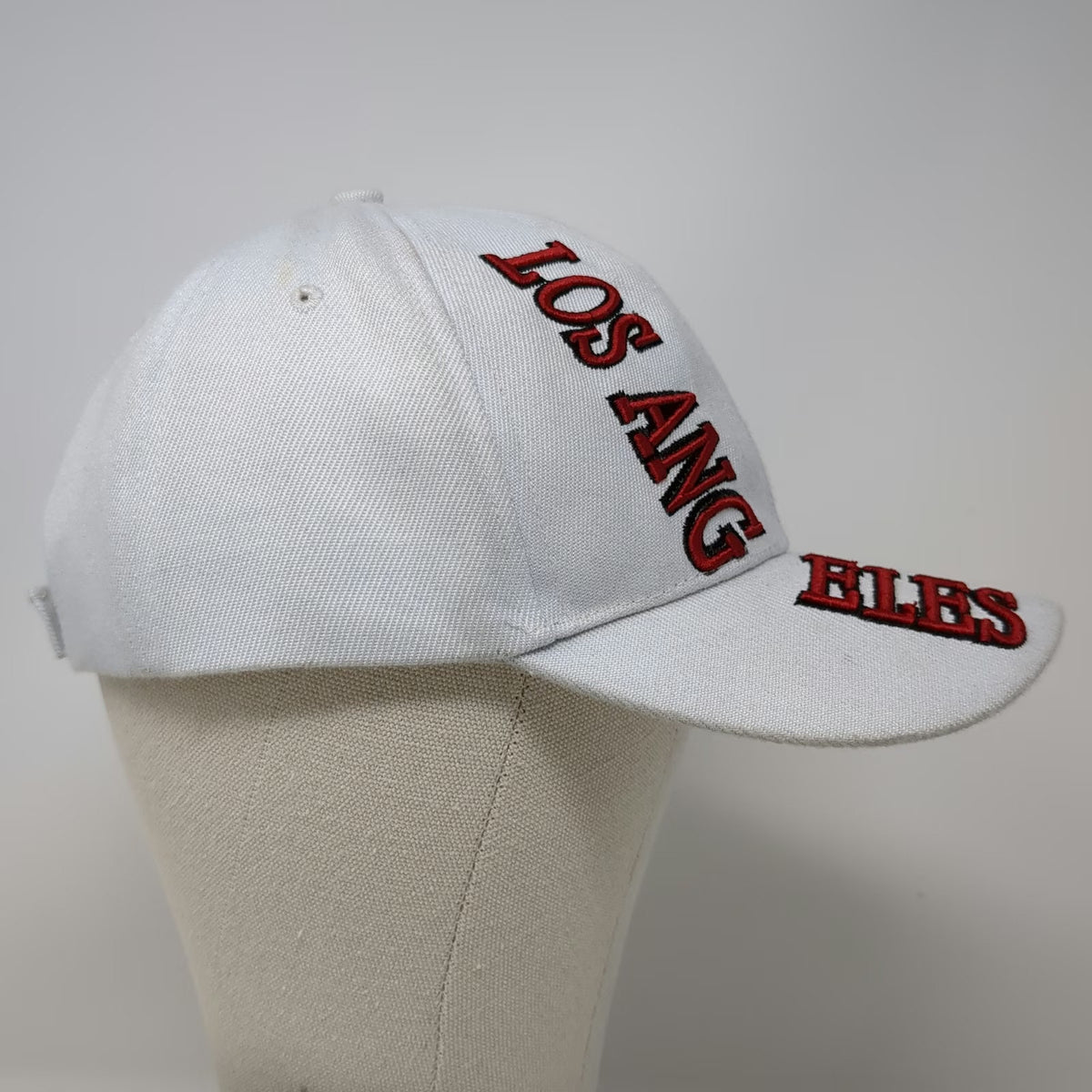 Baseball Cap White One Size Los Angeles LA Shield Red Black Strapback Hat Script