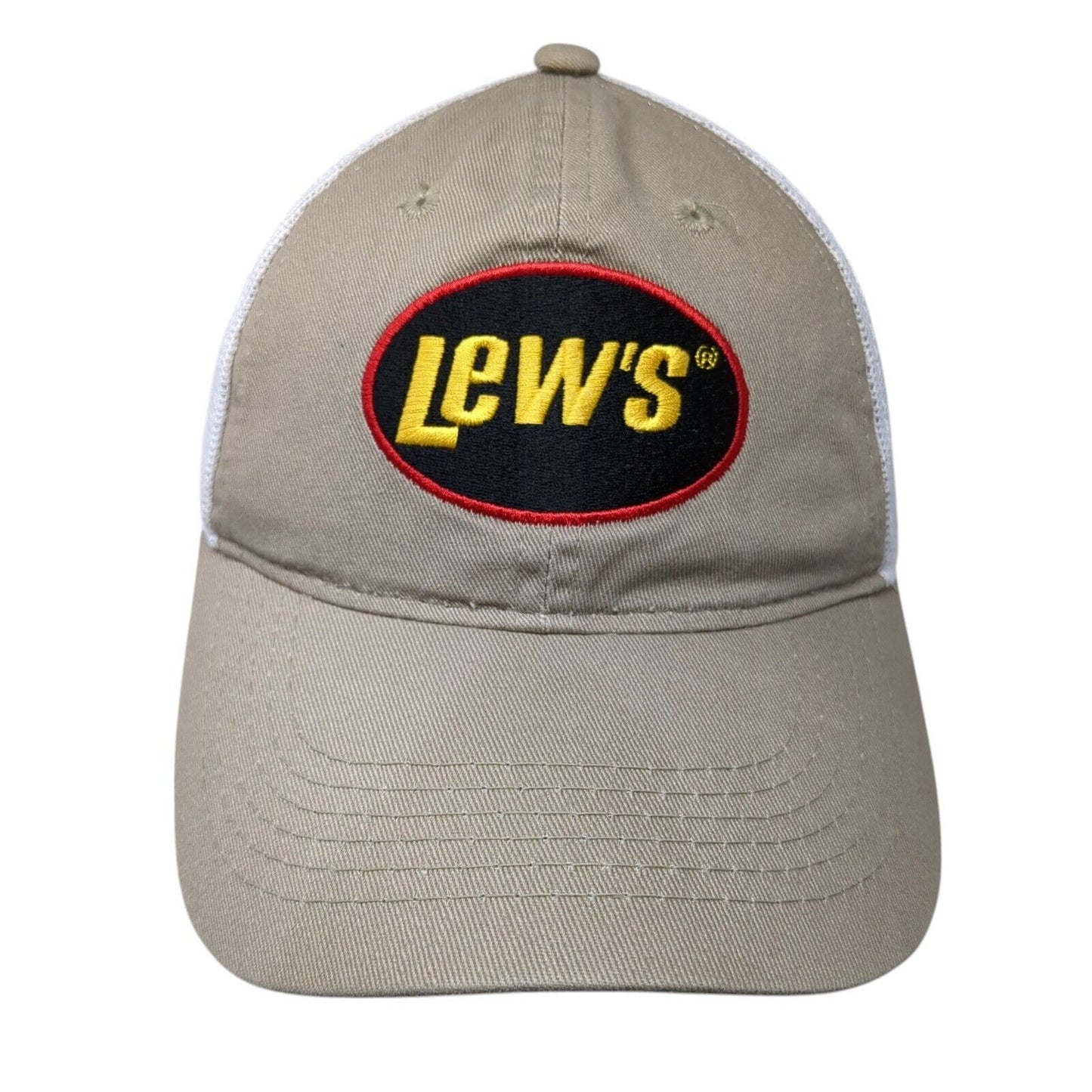 Lew's Strapback Mesh Back Trucker Hat Brown One Size Outdoor Cap 6 Panel