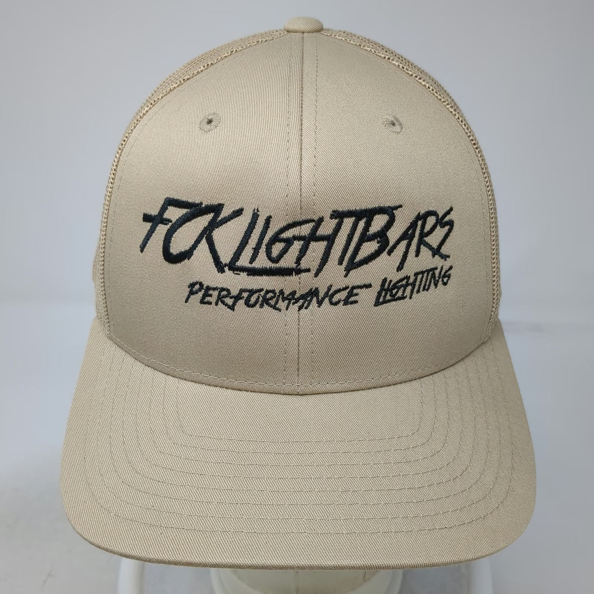 Yupoong Trucker Hat Beige One Size FCKLIGHTBARS Performance Lighting Mesh Back