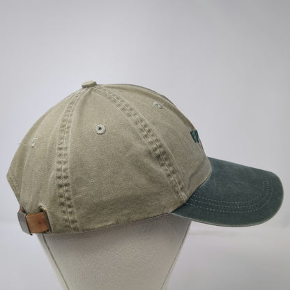 Falcon Baseball Cap Beige Green One Size Leather Strapback Eptam Logo Hat