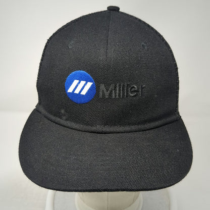 Three In Trucker Hat Black Blue Miller Electric Logo One Size Snapback Mesh hat