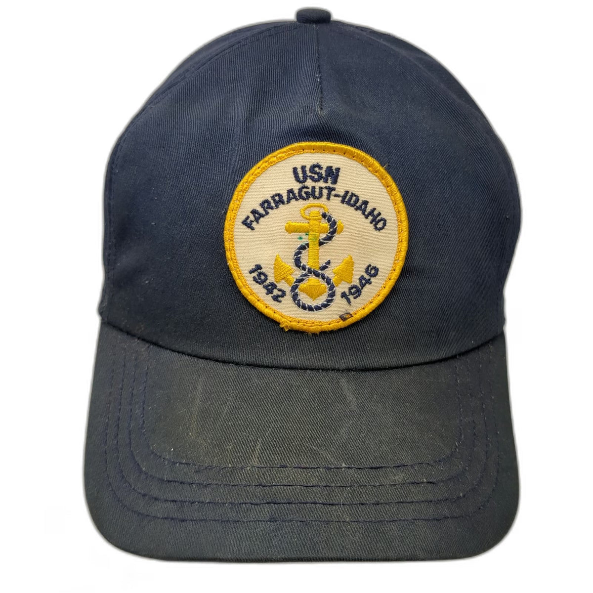 Langenberg Hat Co 5 Panel Blue One Size USN Farragut Idaho Snapback Anchor USA