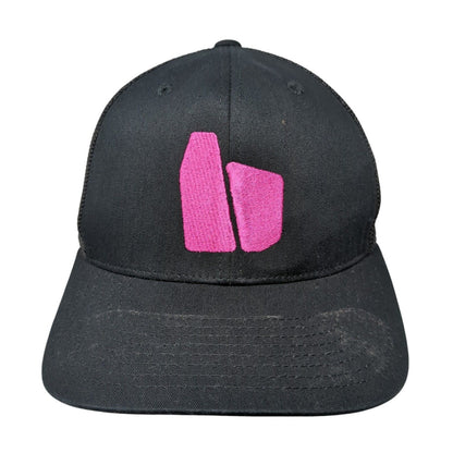 Yupoong Fitted Trucker Hat Black OS Embroidered Flexfit Mesh Back 6 Panel