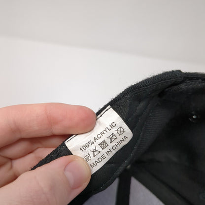 Unbranded Strapback Hat Black One Size 6 Panel Solid Adjustable Blank