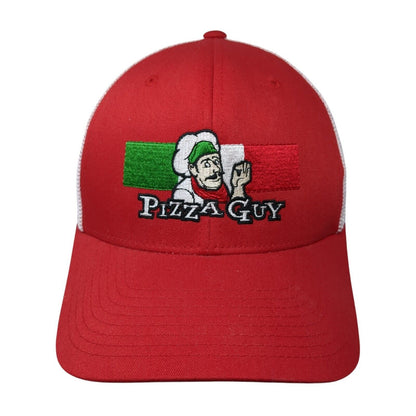 Pizza Guy Fitted Trucker Hat Red S/M Mesh Back Flexfit Port Authority