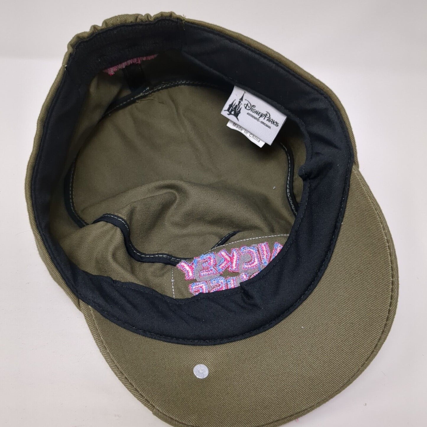 Mickey Mouse Fitted Cadet Army Hat Green One Size Embroidered Disneyland