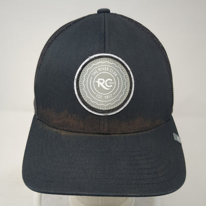 The River Club Patch Snapback Mesh Back Trucker Hat Black One Size Yupoong