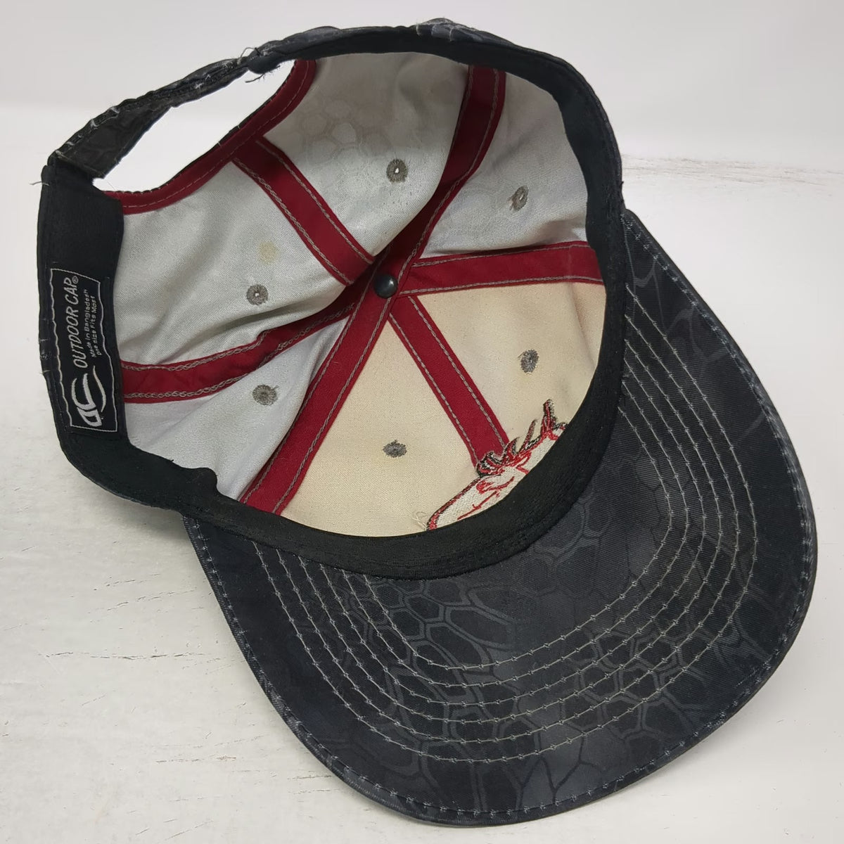 Outdoor Cap Gray Black Red One Size RMEF Camo Baseball Strapback Hunting Hat