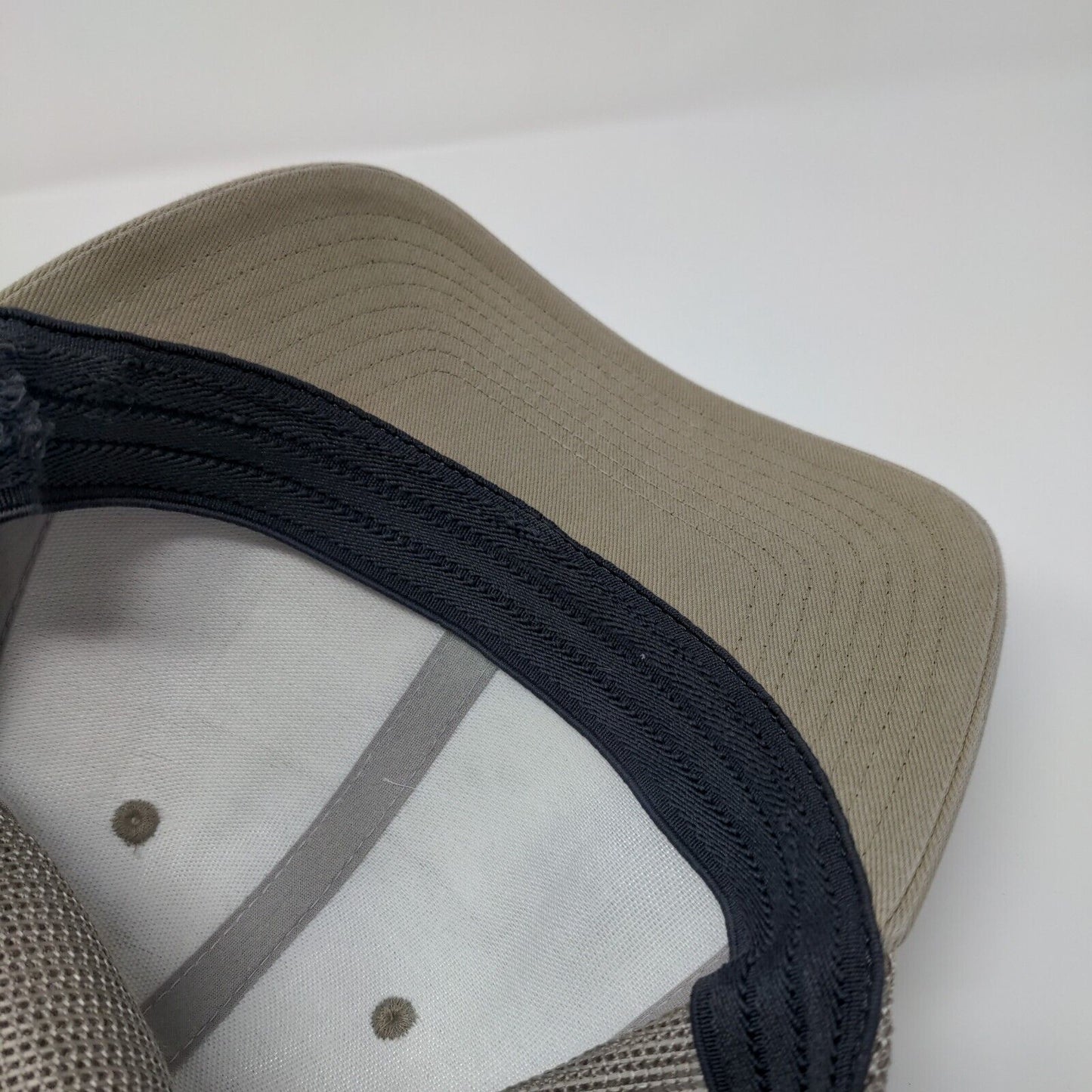 Columbia PFG Fish Flag Patch Fitted Trucker Hat Tan OSFA Flexfit