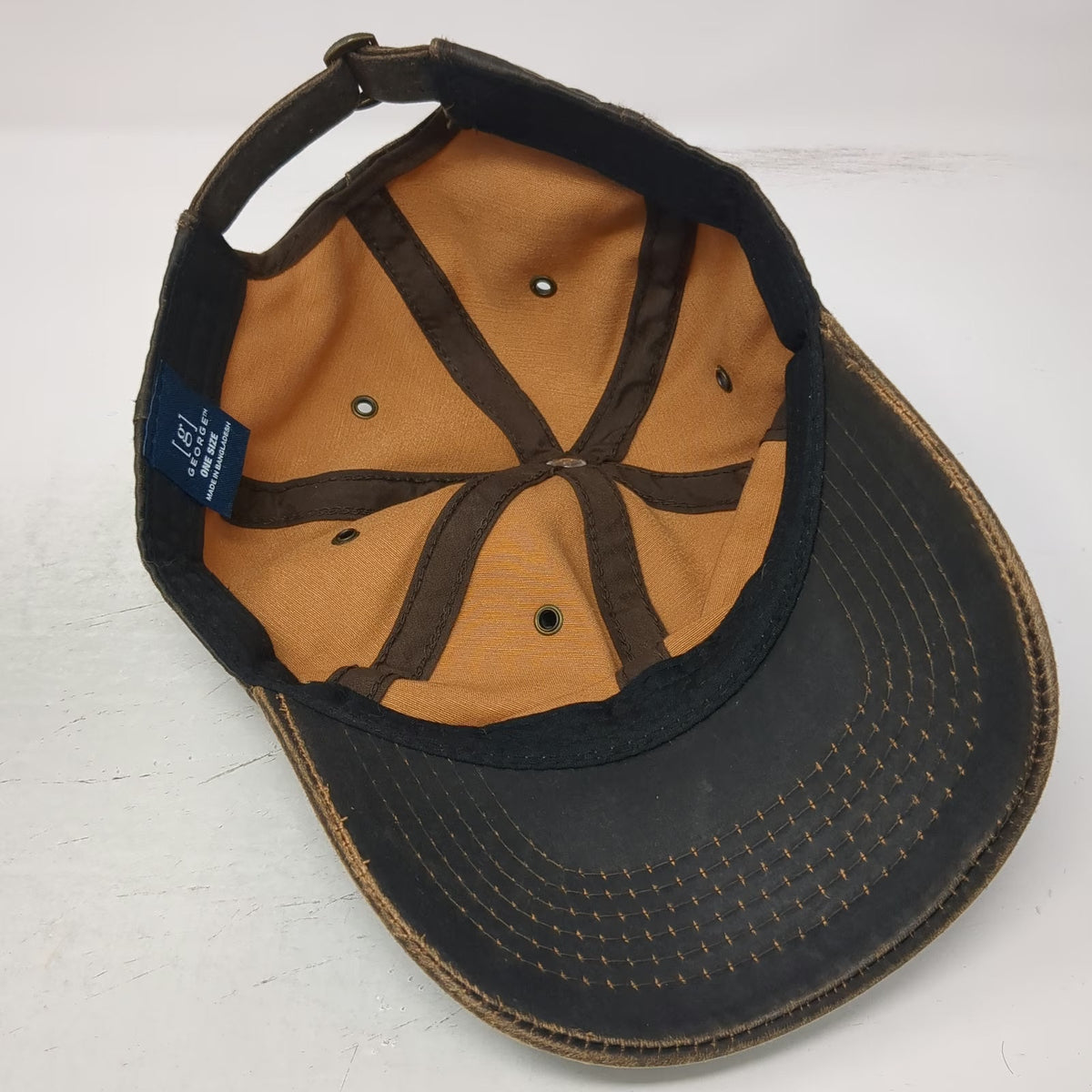 George Baseball Cap Brown One Size Slideback Distressed Contrast Stitching Hat