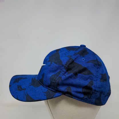 Nike Strapback Hat Blue OSFM Bird Print Embroidered Swoosh Classic99 Dri-Fit