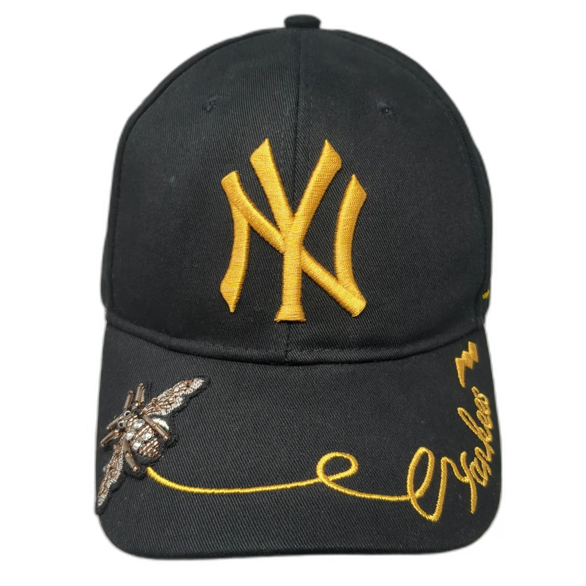 New York Yankees MLB Black One Size Baseball Cap Floral Butterfly Beetle Hat