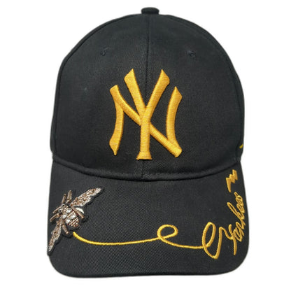 New York Yankees MLB Black One Size Baseball Cap Floral Butterfly Beetle Hat