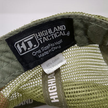 Highland Tactical Trucker Hat Green One Size Mesh Back Embroidered US Flag