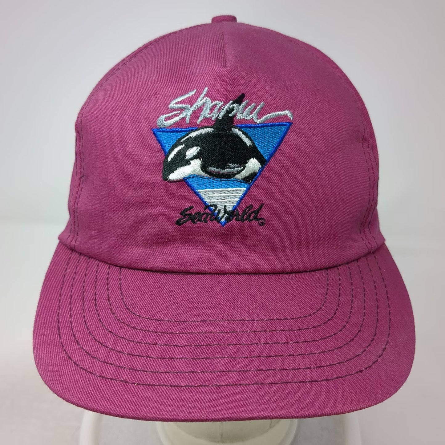 5 Panel Pink SeaWorld Shamu Orca Killer Whale Made in USA Snapback Hat Vintage