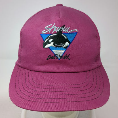5 Panel Pink SeaWorld Shamu Orca Killer Whale Made in USA Snapback Hat Vintage