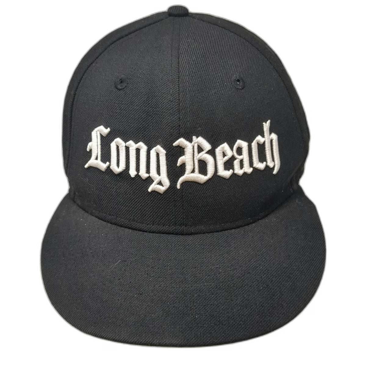 New Era Snapback Hat Black One Size Long Beach Wool Flat Brim Gray Undervisor