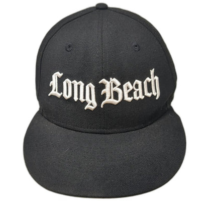 New Era Snapback Hat Black One Size Long Beach Wool Flat Brim Gray Undervisor