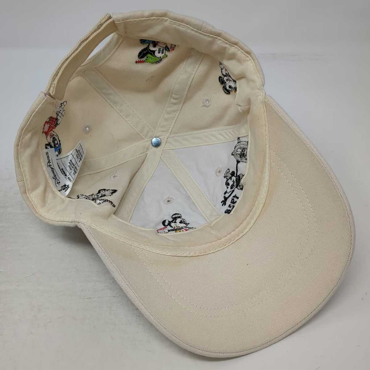 Disney Parks Baseball Cap Beige One Size Mickey Mouse Embroidery Steamboat Hat