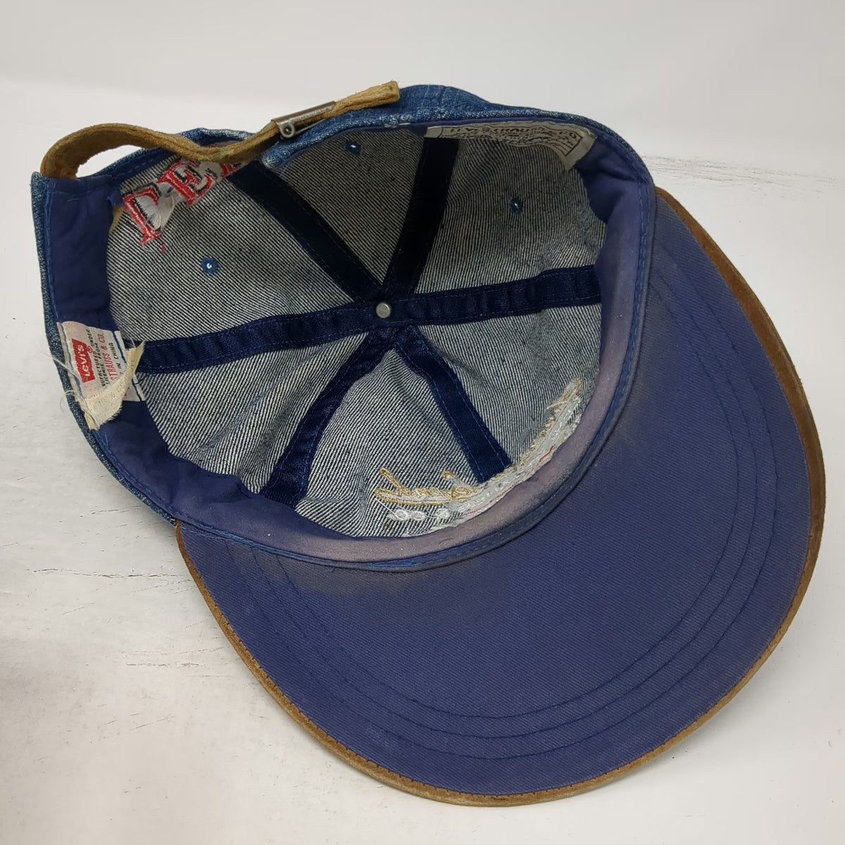 Levi's Baseball Cap Blue One Size Strapback Denim Suede Brim American Legend Hat