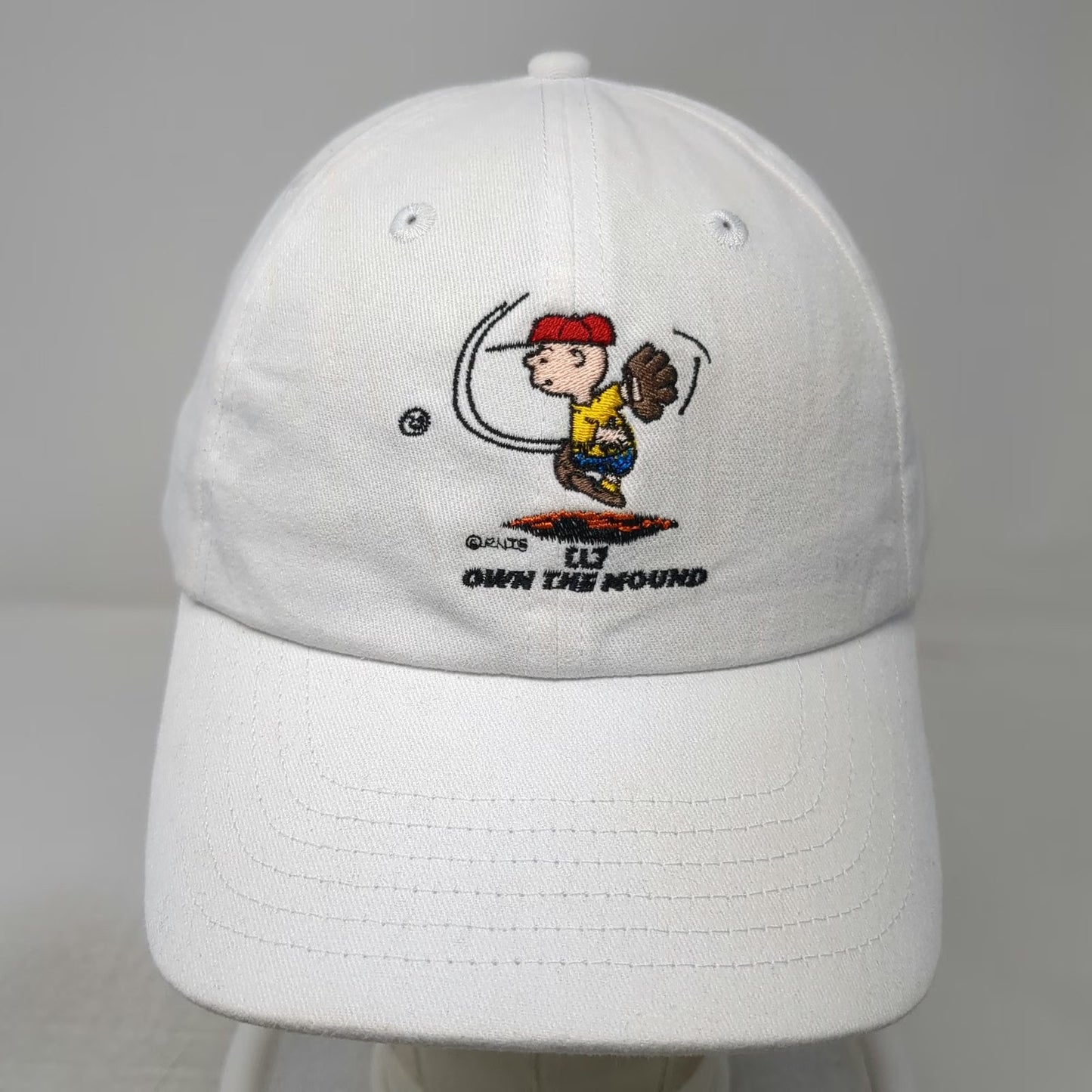 Peanuts Charlie Brown Own The Mound Baseball Cap White OS Strapback Pitcher