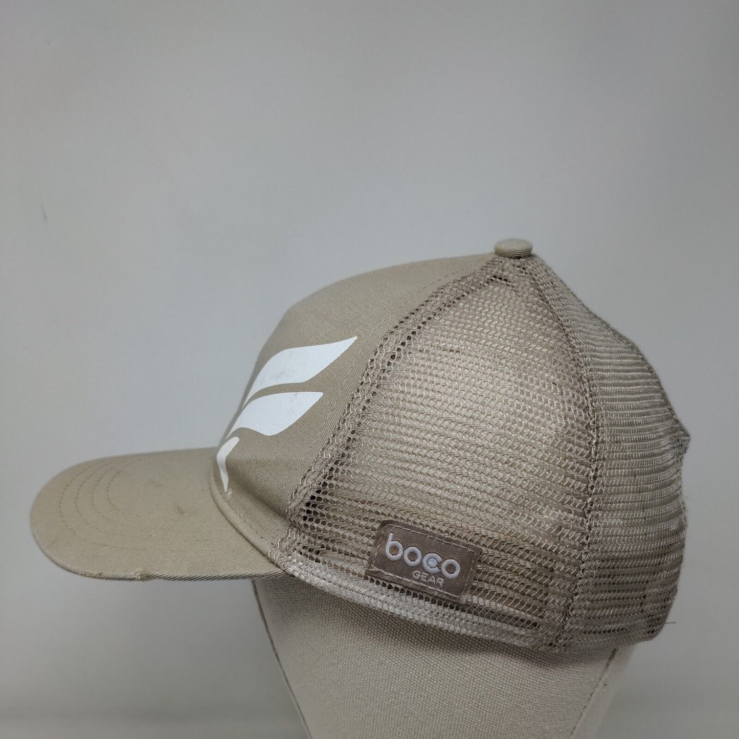 Show Up Fleet Feet Snapback Mesh Back Trucker Hat Tan OSFM Boco Gear