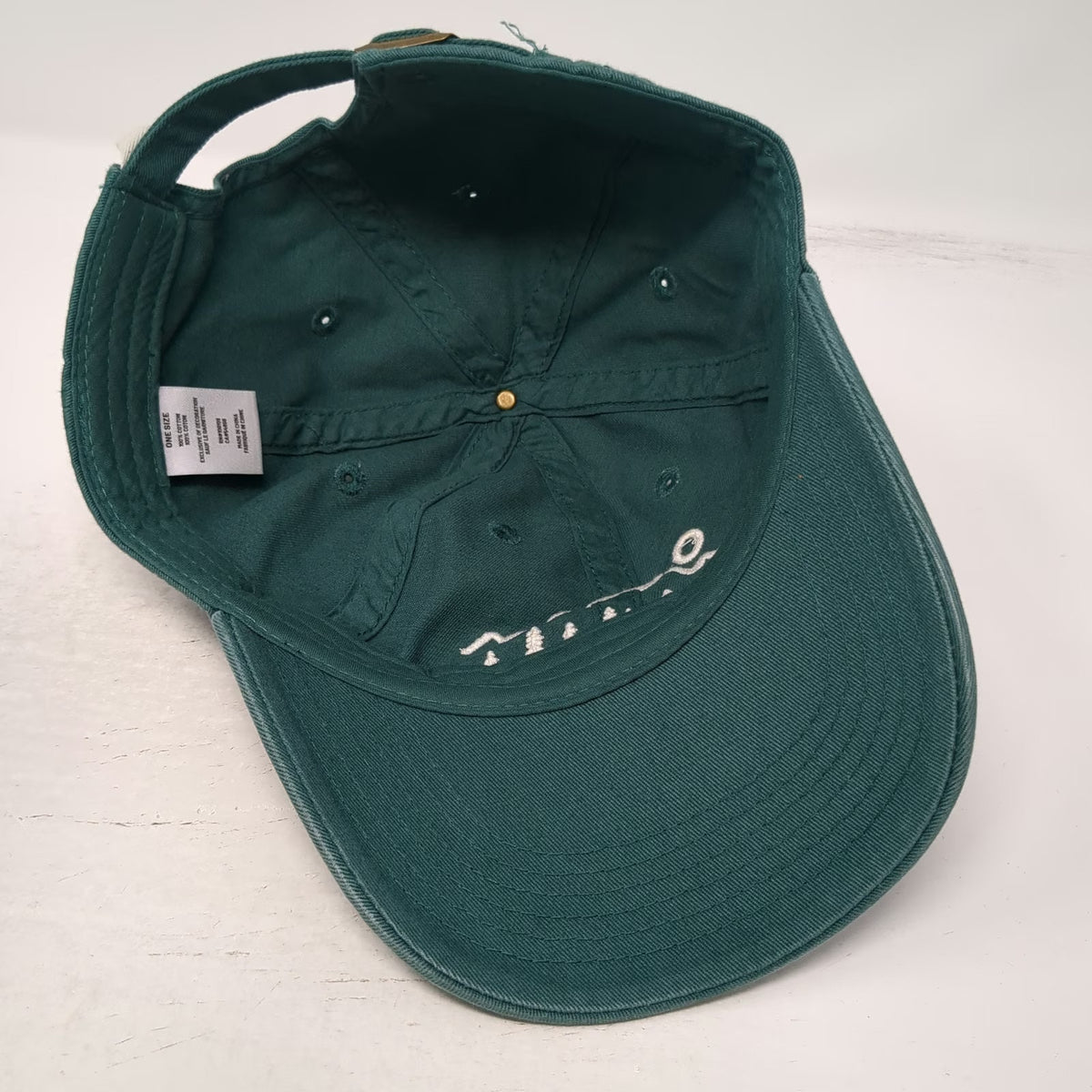 Life is Good Baseball Cap Green One Size Mountains Trees Graphic Strapback Hat
